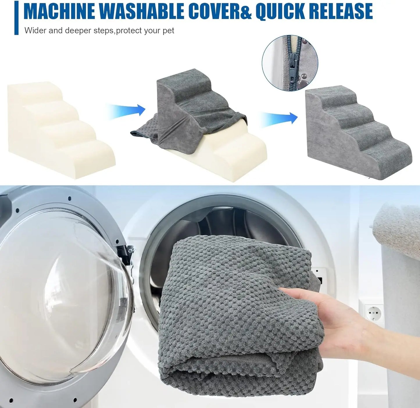 4 Step Dog Stairs High Density Foam - Premium Quality - Durable Design - Comfort | Fast Shipping from USA