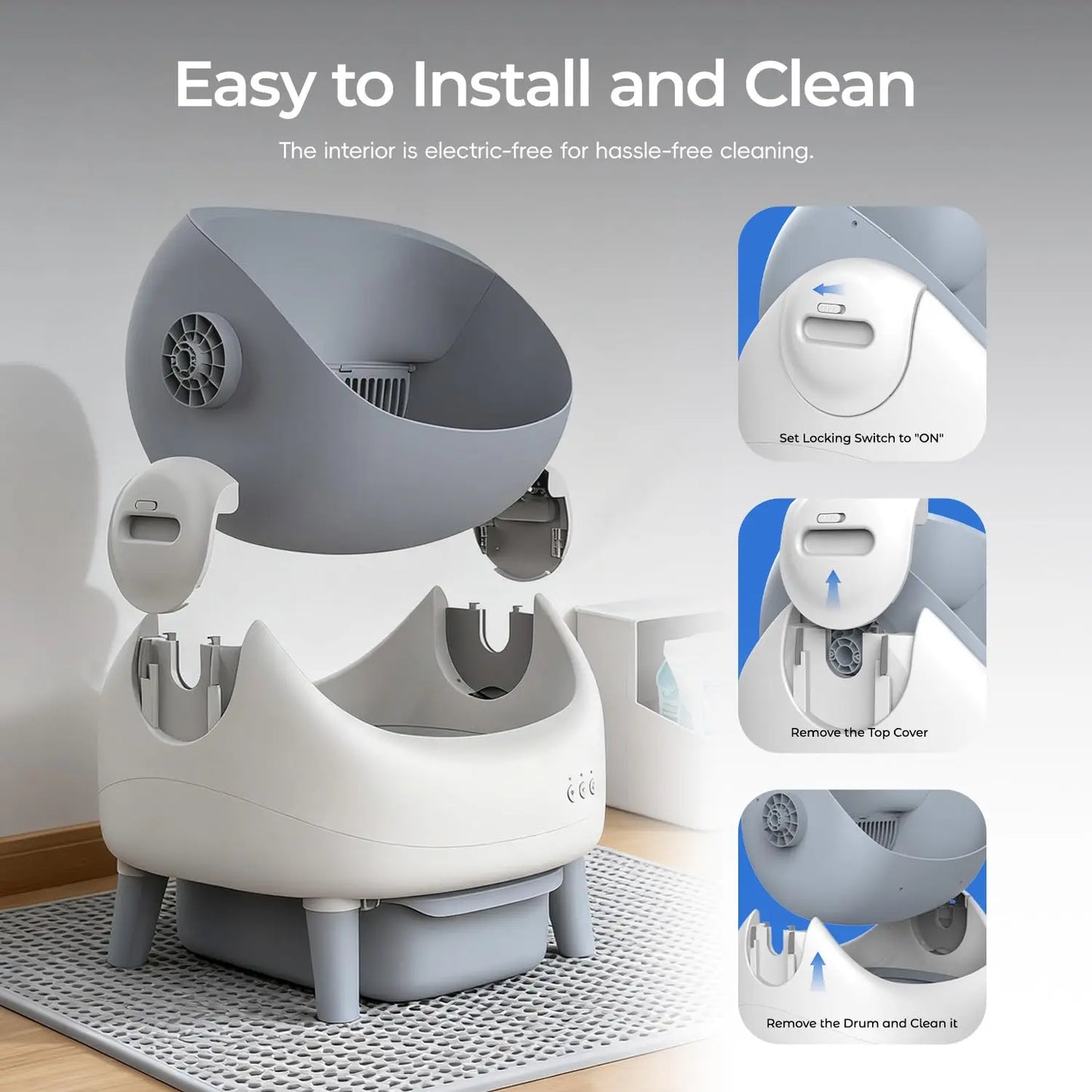 Open-Top Smart Self-Cleaning Dog & Cat Litter Box - Premium Quality - Durable De | Fast Shipping from USA