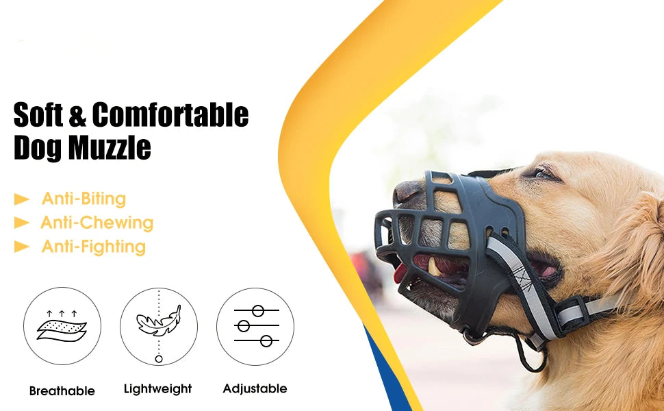 Reflect Light Dog Mouth Guard Cover Comfy Breathable Basket Muzzle Against Biting Barking Dog Mask Anti-barking Muzzle For Pets