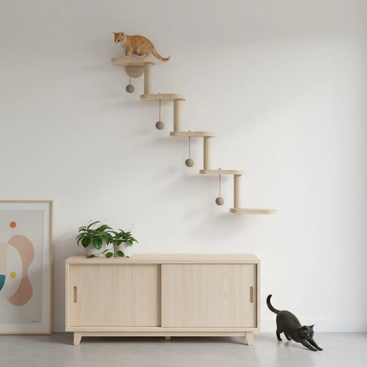 5 Step Wall-Mounted Wooden Cat Climbing Frame | Fast Shipping from USA