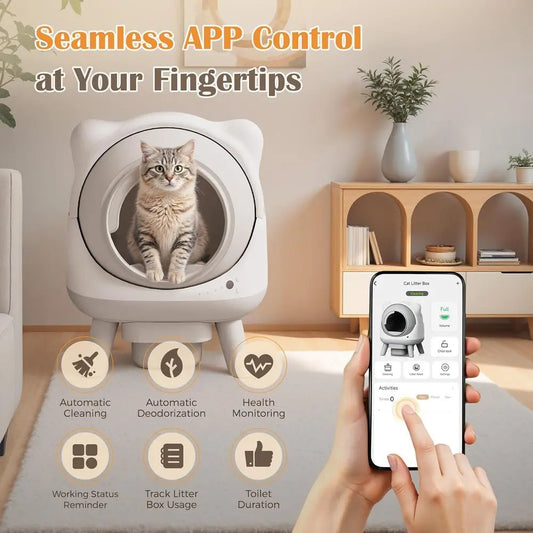 Smart Self-Cleaning Cat Litter Box with App | Fast Shipping from USA