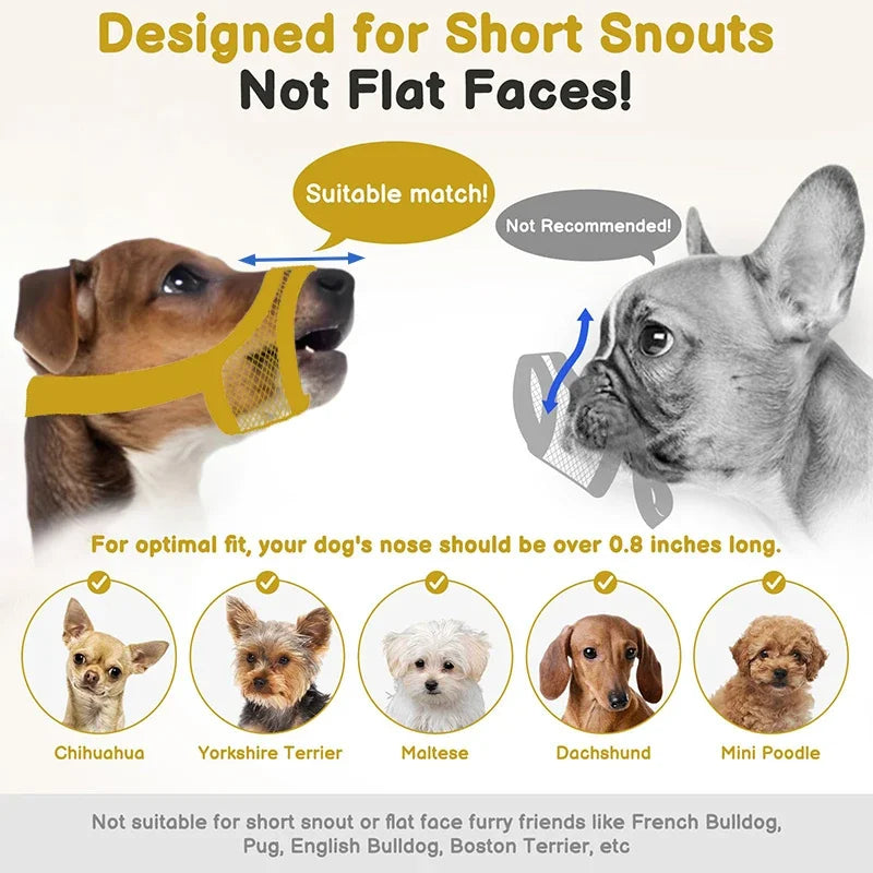 Mesh Muzzle For Short Snout And Small Medium Dogs Anti-Biting, Focus On Brachycephalic Dogs Like Chihuahua Pomeranian