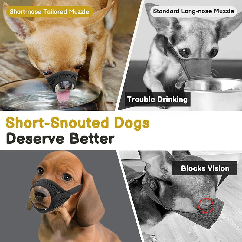 Mesh Muzzle For Short Snout And Small Medium Dogs Anti-Biting, Focus On Brachycephalic Dogs Like Chihuahua Pomeranian