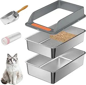 Stainless Steel Sifting Dog & Cat Litter Box with - Premium Quality - Durable De | Fast Shipping from USA