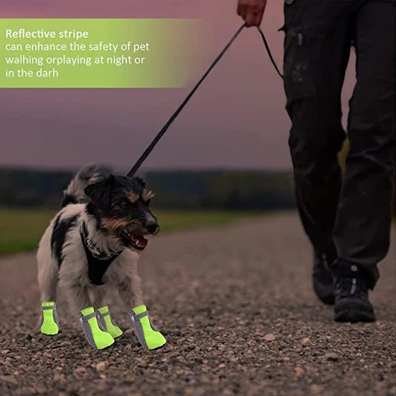 Pet Dog Shoes Breathable Waterproof Outdoor Walking Net Soft Summer Pet Shoes Night Safe Reflective Boots For Small