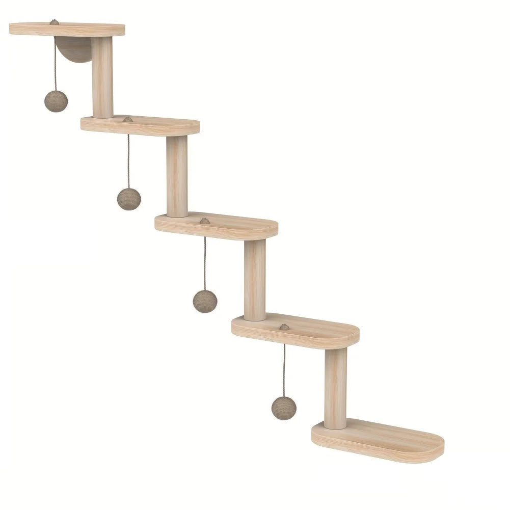 5 Step Wall-Mounted Wooden Cat Climbing Frame | Fast Shipping from USA
