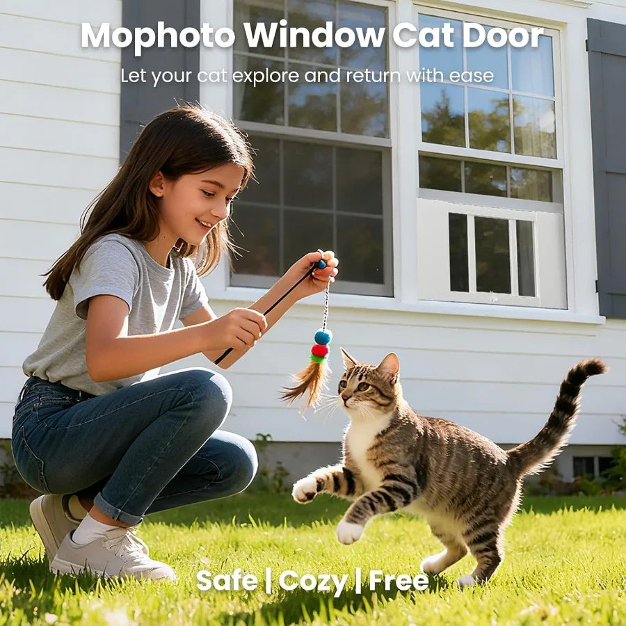 Adjustable Window Cat Door Weatherproof with Lock | Fast Shipping from USA