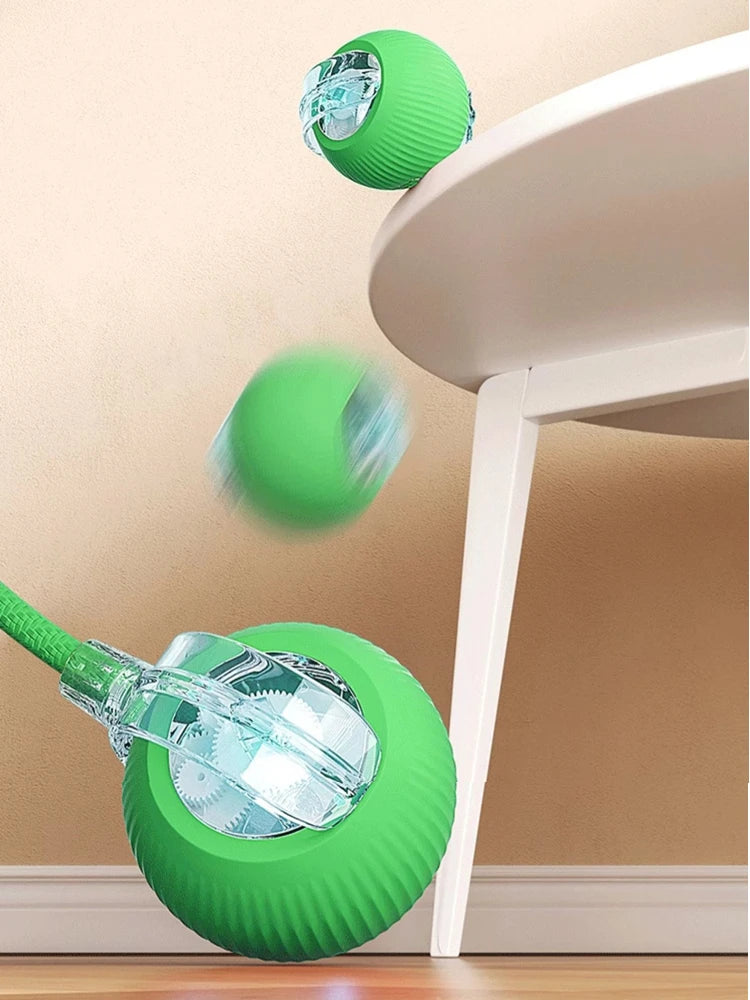 Interactive Dog Toys Usb C Rechargeable Pet Interactive Toys Electric Cats Ball Automatic Rolling Fake Tail Ball Dog &