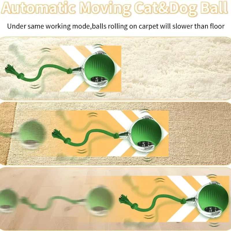 Interactive Dog Toys Usb C Rechargeable Pet Interactive Toys Electric Cats Ball Automatic Rolling Fake Tail Ball Dog &