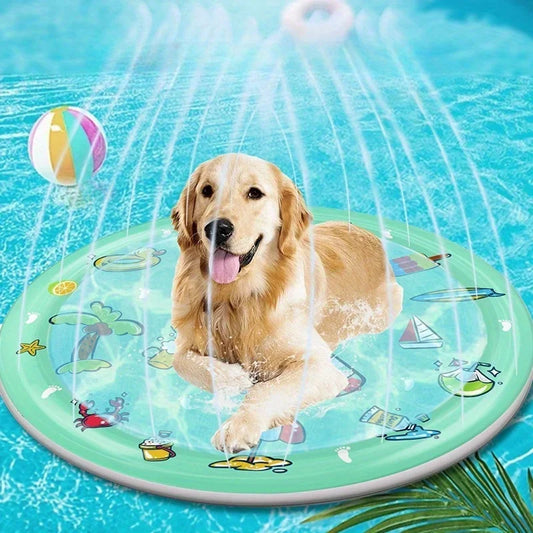 100cm Outdoor Summer Swimming Pool Inflatable Water Sprinkler Pad Play Cooling Mat Interactive Fountain Toy for Dogs