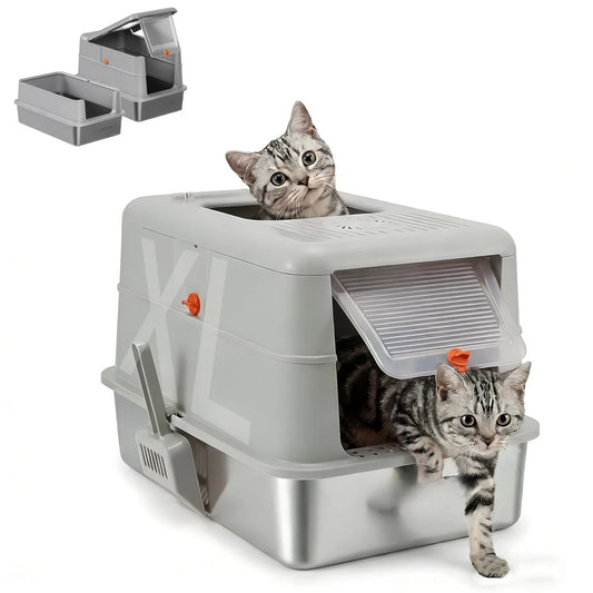 XL Stainless Steel Enclosed Dog & Cat Litter Box - Premium Quality - Durable Des | Fast Shipping from USA